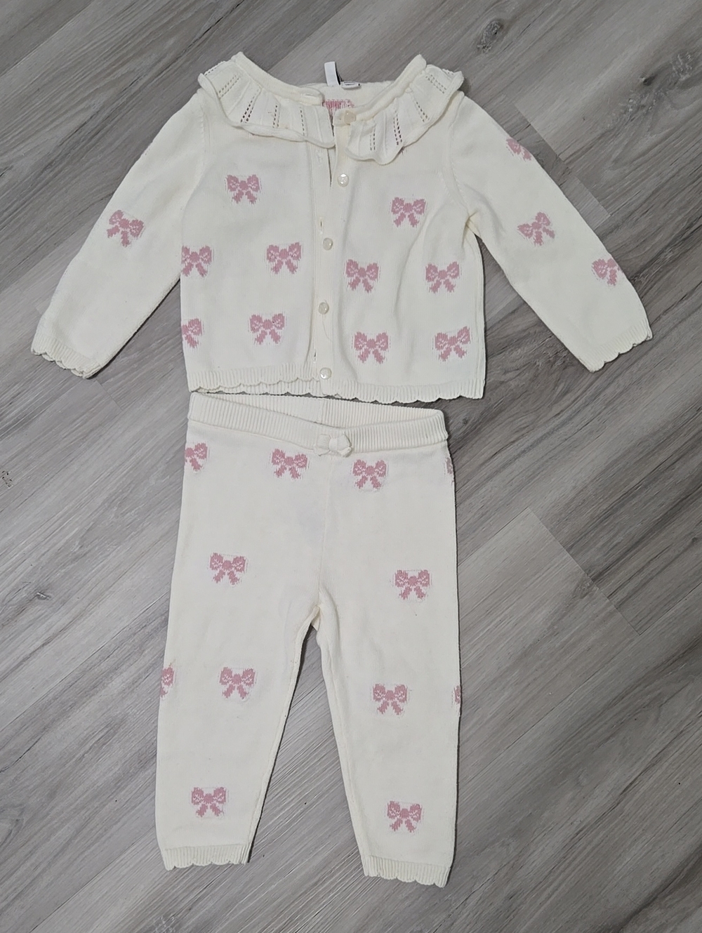 Janie and Jack 2 Pc Pink Bow Set